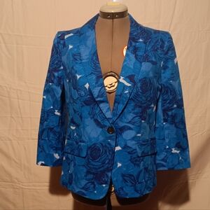 🌽 NWT Ann Taylor Blue Floral Patterned Women's Blazer Size 6